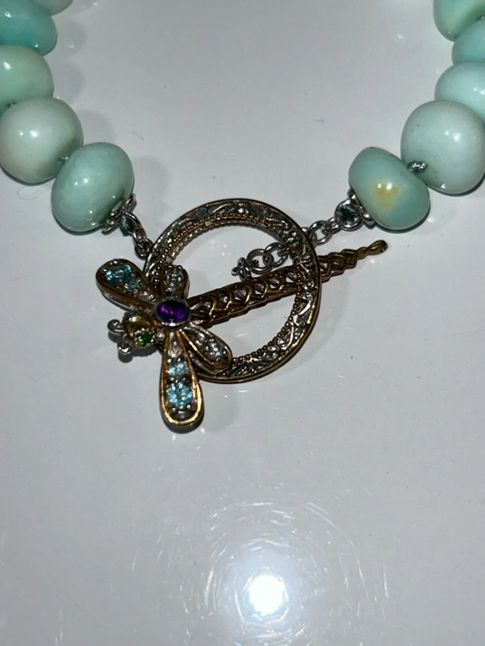 NWOT Gems En Vogue Palladium 18k Accents Gemstone Dragon Fly Toggle Bracelet